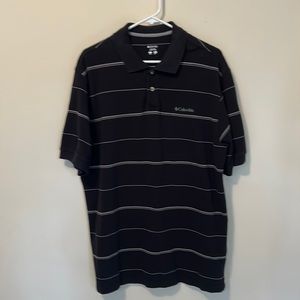 Columbia Men’s Golf Polo Shirt Large Short Sleeve Striped Black Tan